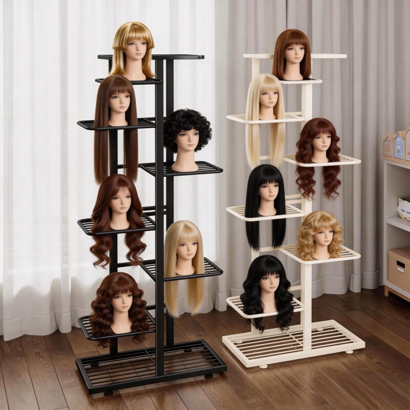 假发展示神器二次元头套放置架理发店头模发型发色置物架收纳架子