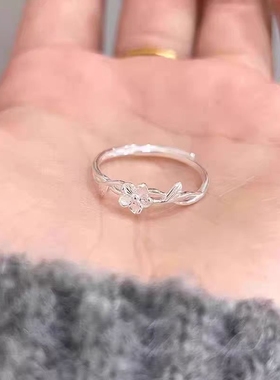 999足银花朵戒指女小众设计轻奢