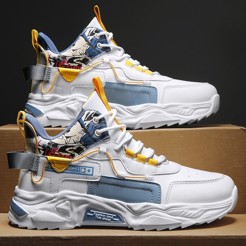 高帮鞋男秋季体育生跑步运动实战球鞋学生厚底内增高篮球老爹潮鞋