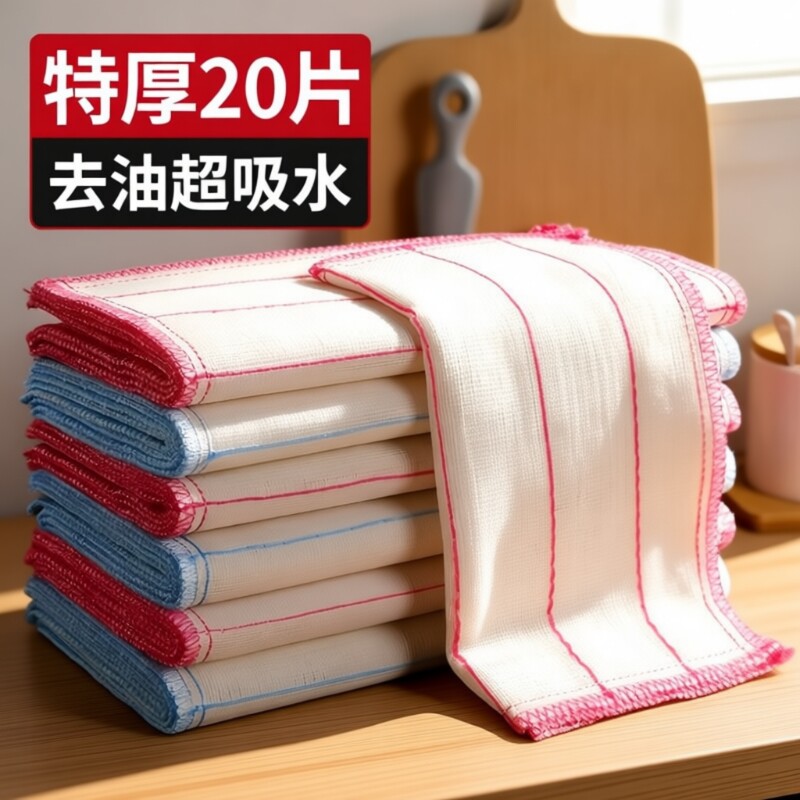洗碗布抹布厨房专用不沾油易清洗全棉加厚吸水不掉毛帕刷碗巾家用