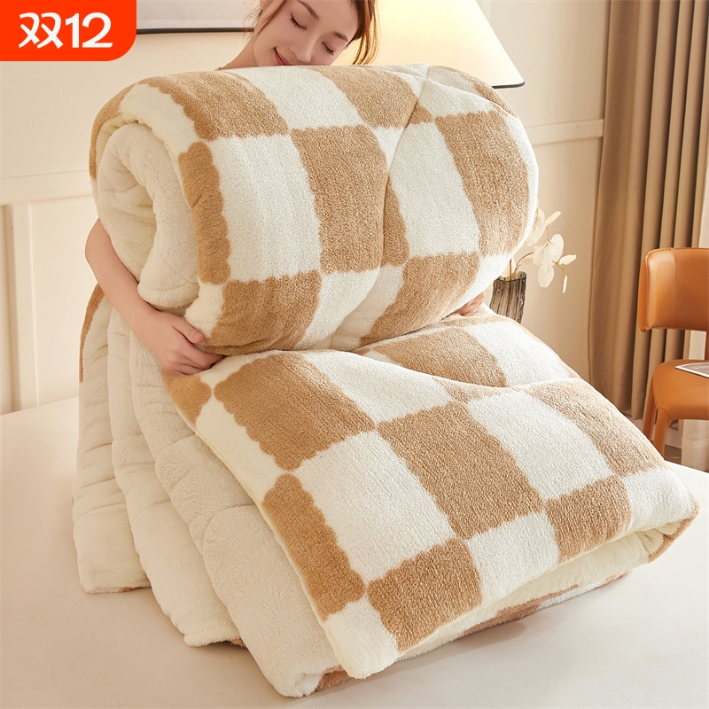 花花公子加厚羊羔绒被子牛奶绒冬被保暖家用单人双人学生宿舍被芯