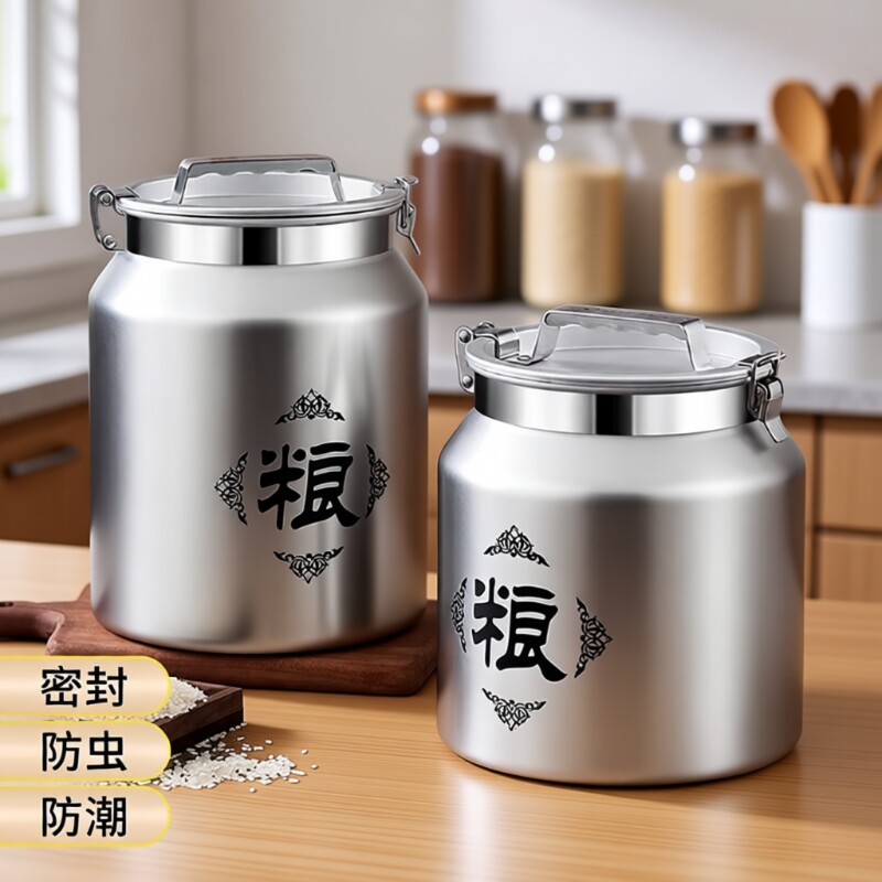 不锈钢米桶家用米缸防虫防潮密封装储粮罐面粉大米箱收纳容器真空