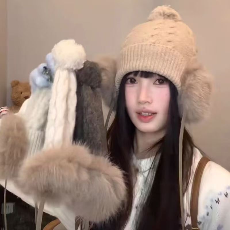 复古毛绒护耳毛线帽子女冬季新款大头围针织套头帽保暖防寒包头帽,服饰配件/皮带/帽子/围巾,帽子,淘宝优惠券,粉丝福利购,淘宝优惠卷