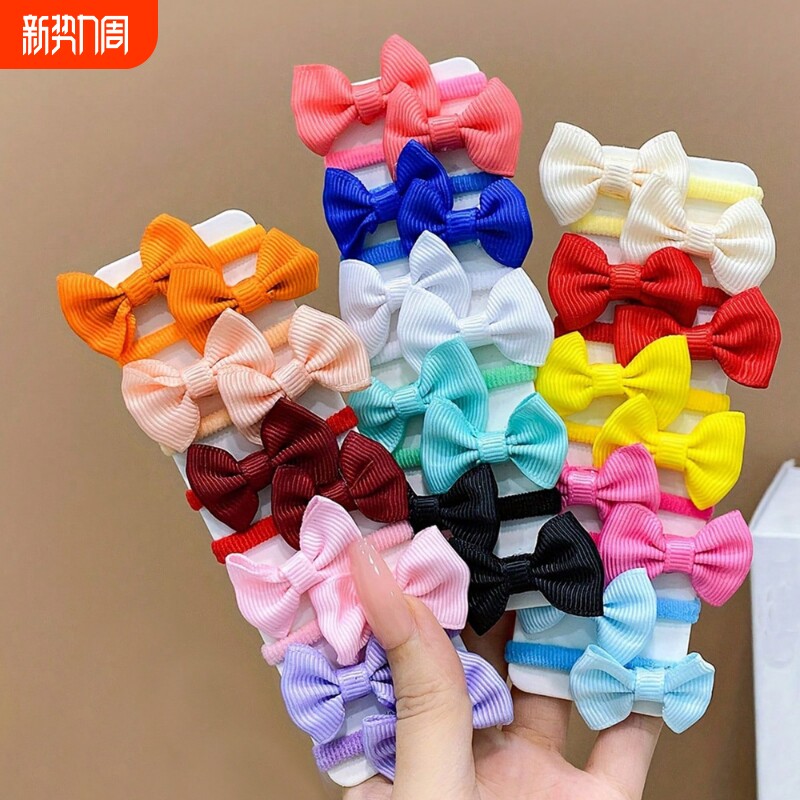 糖果色毛巾圈儿童蝴蝶结发圈韩版可爱橡皮筋头花发夹可爱宝宝头饰