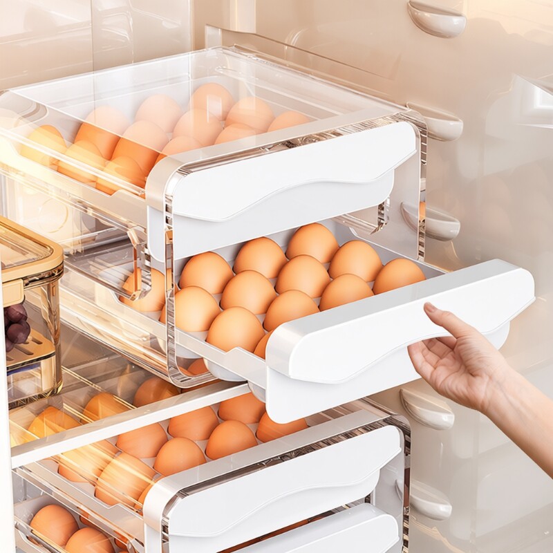 鸡蛋收纳盒家用食品级抽屉式冰箱专用鸡蛋架厨房密封保鲜整理神器