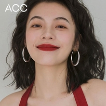 ACC大圆圈耳环素圈999银女小众2025年新款爆款耳钉轻奢高级感耳饰