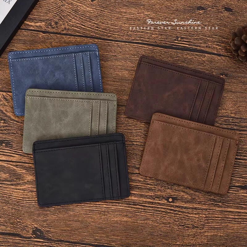 复古疯马皮多卡位卡套一片式卡夹迷你超薄卡包证件卡片零钱收纳套