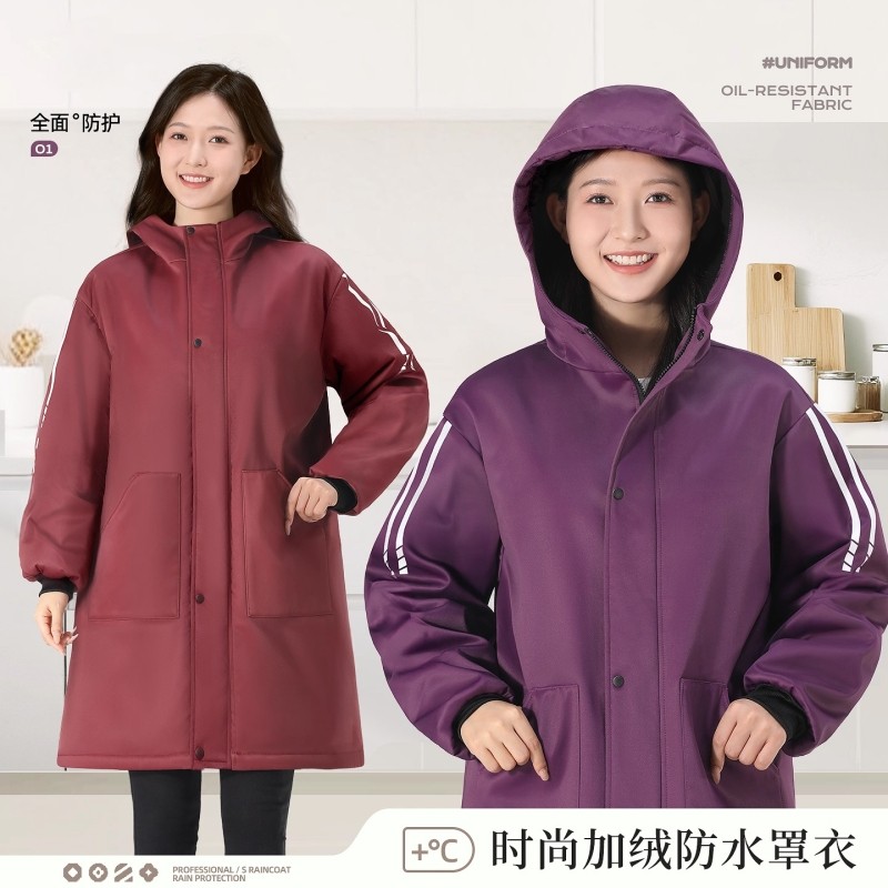 罩衣女新款厨房家用防水防油做饭工作服大人长袖加绒加厚围裙防风