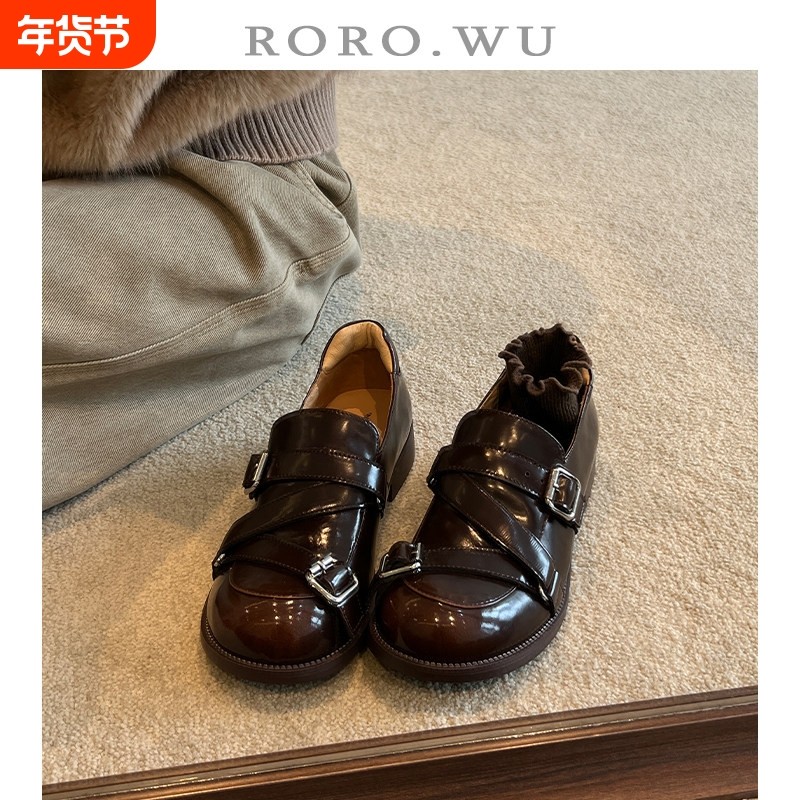 娆娆吴牛皮英伦风小皮鞋圆头皮带扣单鞋春季新款粗跟乐福鞋女K10,女鞋,乐福鞋（豆豆鞋）,淘宝优惠券,粉丝福利购,淘宝优惠卷