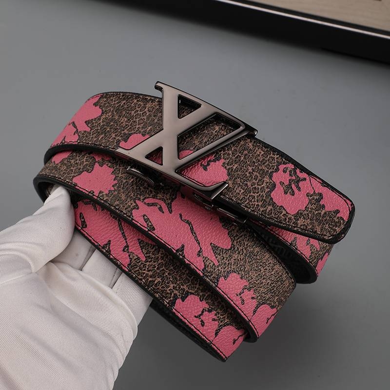 爱马男仕新款潮流男士皮带真皮百搭字母涂鸦自动扣学生腰带牛仔裤