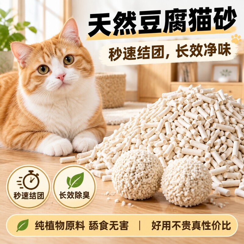 猫砂豆腐砂木薯膨润土混合除臭低沉吸水结团不粘底混合猫砂大包装
