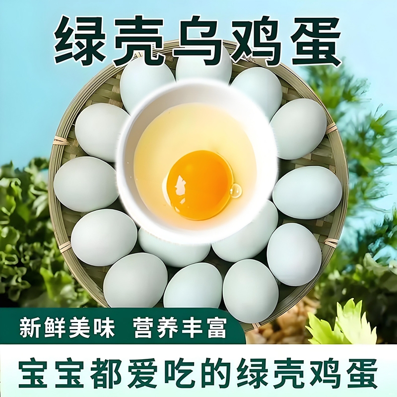 50枚新鲜散养农家乌鸡蛋绿壳鸡蛋营养早餐鲜鸡蛋整箱现捡现发