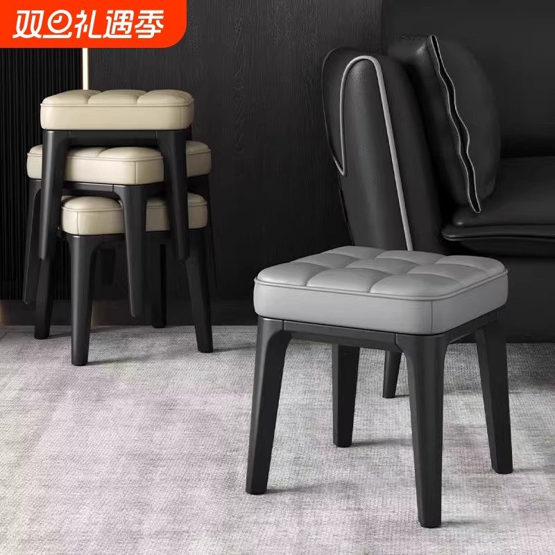 客厅凳子厚塑料矮凳家用小板凳大人方凳可叠放茶几凳软包凳儿童凳