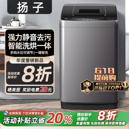 扬子洗衣机全自动家用12公斤10kg大容量出租房小型宿舍洗烘脱