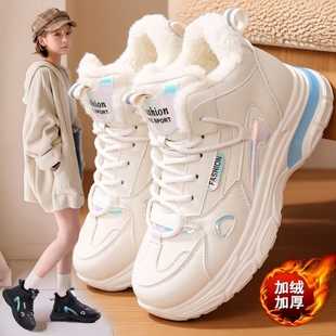 棉鞋女2025新款冬季加绒保暖回力女鞋学生防水防滑运动鞋不累脚