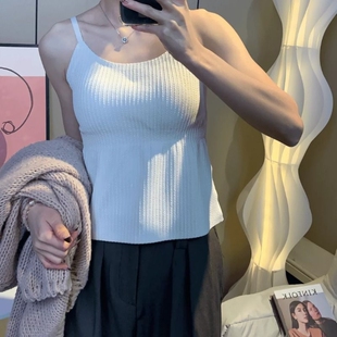 上衣 女夏季 四季 一体遮肚子吊带背心外穿美背内衣文胸显瘦打底长款