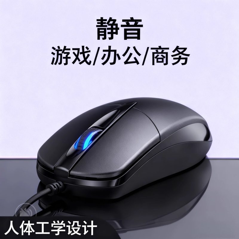 牧佳人有线鼠标静音USB无声办公台式笔记本电脑商务电竞游戏鼠标