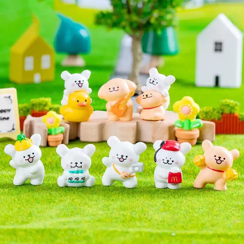 ins可爱线条小狗迷你公仔马尔济斯修狗周边装饰DIY树脂小摆件卧室