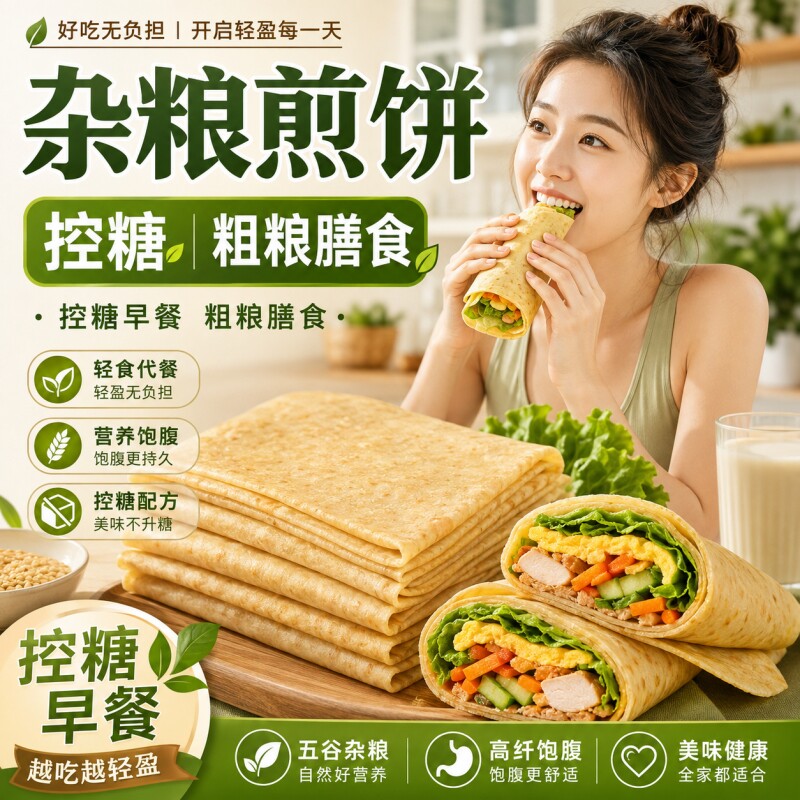 正宗山东杂粮煎饼纯手工官方旗舰店全麦手抓薄脆无糖临沂东北特产