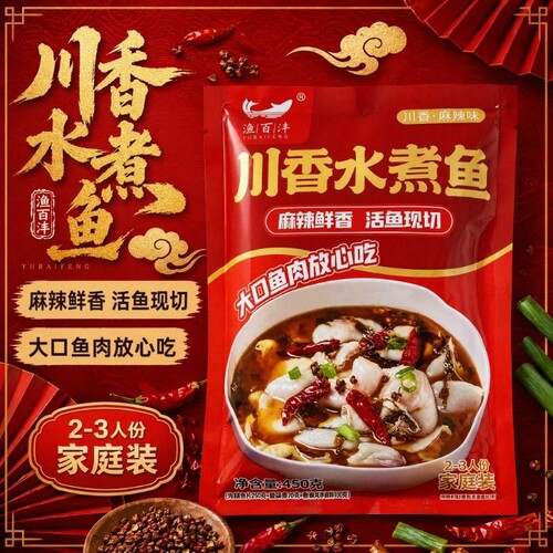 正宗水煮鱼预制菜渔百沣黑鱼片即煮新鲜冷冻鱼肉麻辣大厨调料川香