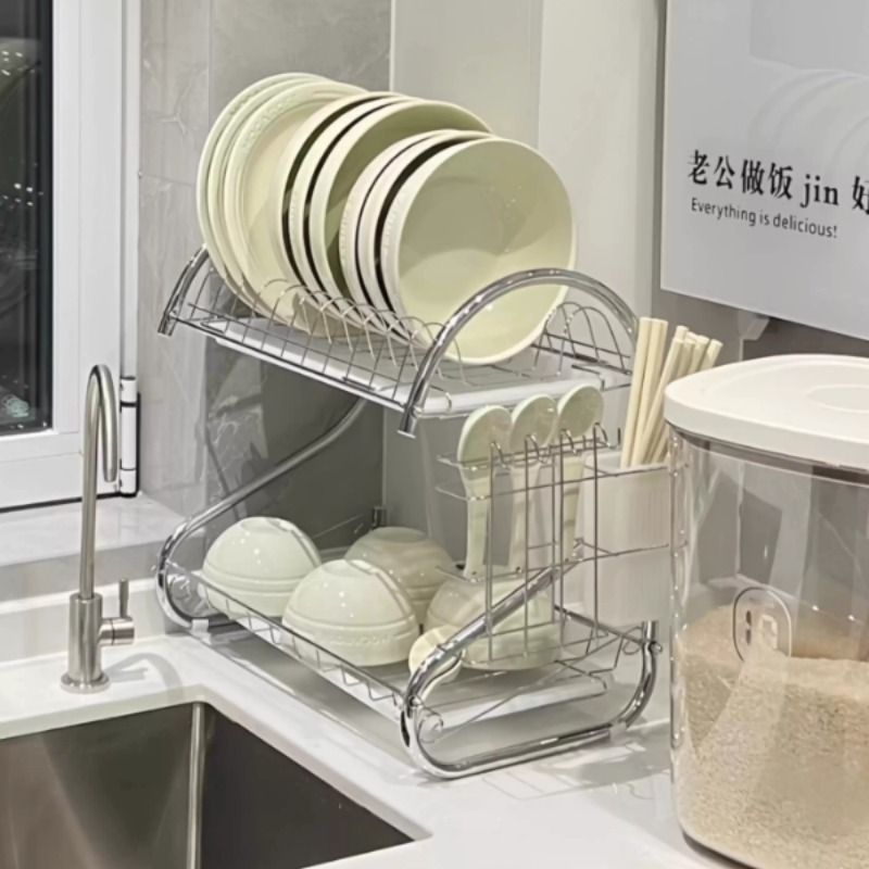 厨房碗碟置物架碗盘筷子收纳架托沥水架家用不锈钢展示架大容量