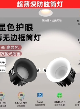 智能无边框筒灯led嵌入式家用天花灯客厅开孔石膏灯深杯灯具超薄