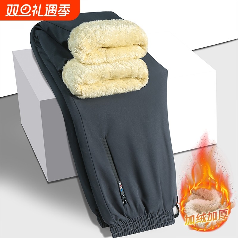 中老年棉裤男款秋冬季羊羔绒裤子爸爸秋冬装加绒加厚外穿休闲长裤