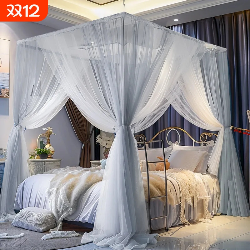 落地蚊帐新款免安装2025三开门家用卧室公主风双层加密加厚帐纱