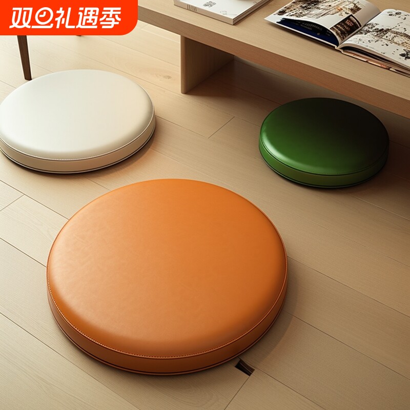 圆形皮革坐垫记忆棉餐椅垫吧台凳垫卡座飘窗蒲团防滑地上软座垫子