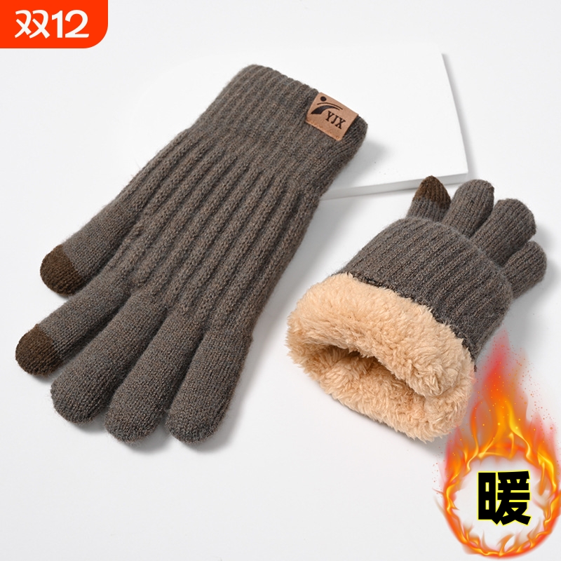 冬季触屏手套黑色加绒加厚