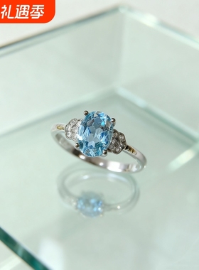 天然托帕石戒指轻奢设计感