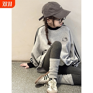 打底衫 女童长袖 洋气秋季 2025新款 大童kitty卫衣潮 t恤儿童上衣秋装