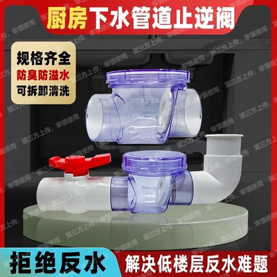 50/75/110排水下水道防反水逆止阀逆阀厨房止回阀器防倒灌立式卧