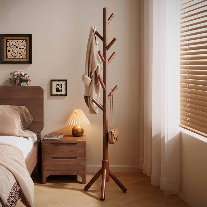 实木挂衣架卧室落地家用加厚