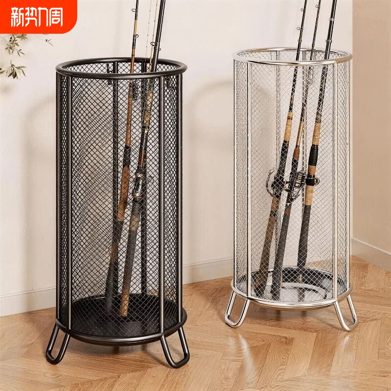 鱼竿收纳架家用钓鱼竿整理展示架子海竿路亚竿固定摆放架储物架子