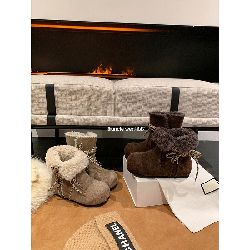 「稳叔」费尔岛～6cm增高真皮羊毛雪地靴女加绒冬季棉鞋勃肯鞋女