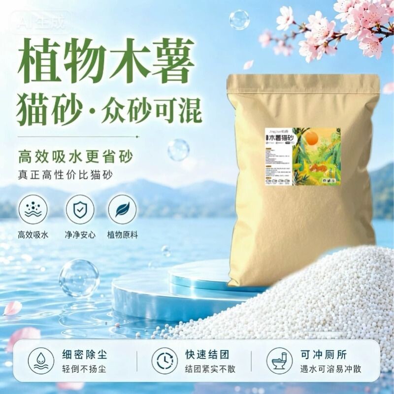 猫砂木薯大包装批发10斤结团除臭不粘底囤货低尘幼猫植物豆腐香味