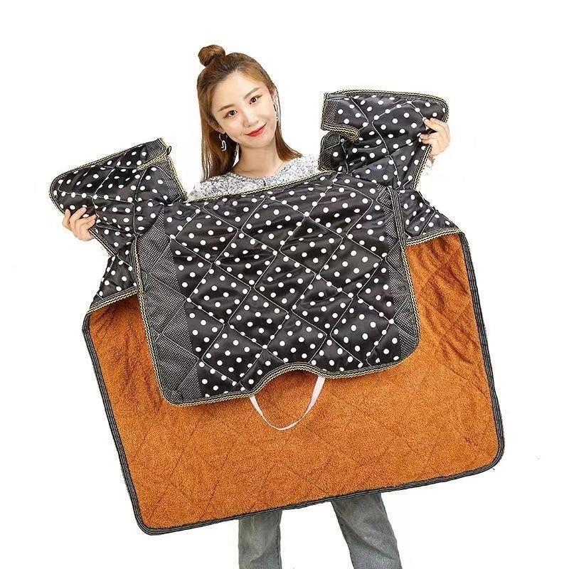 冬季电动车挡风被骑车加绒保暖挡风罩电动脚踏车防风被三轮车骑行