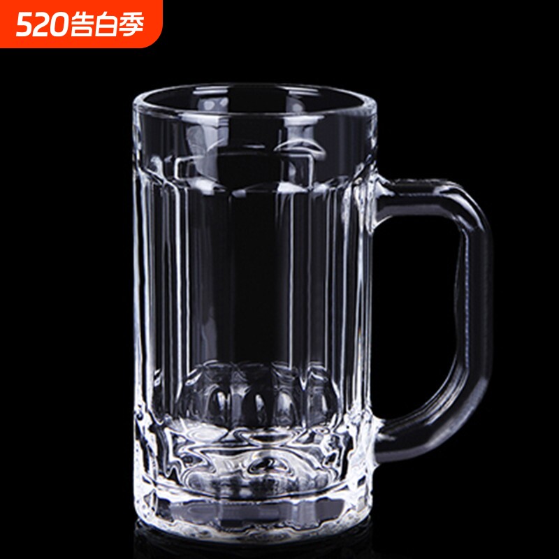 玻璃杯家用茶楼大容量带把加厚耐热泡茶杯喝水杯牛奶果汁杯扎啤杯