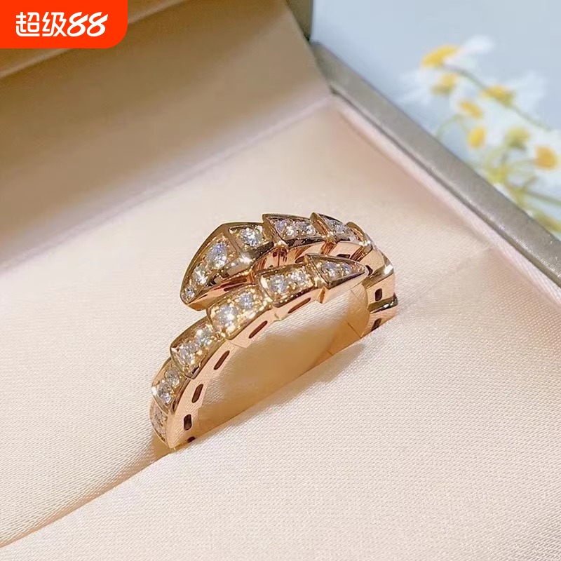 灵蛇蛇形戒指女玫瑰金圆圈蛇头骨戒叠戴指环高级感轻奢人工手指
