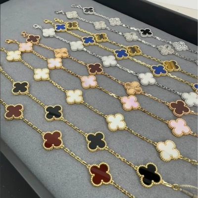 四叶草五花手链18K红玉髓