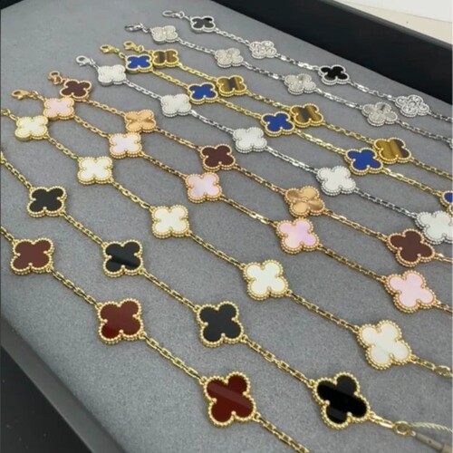 四叶草五花手链18K红玉髓