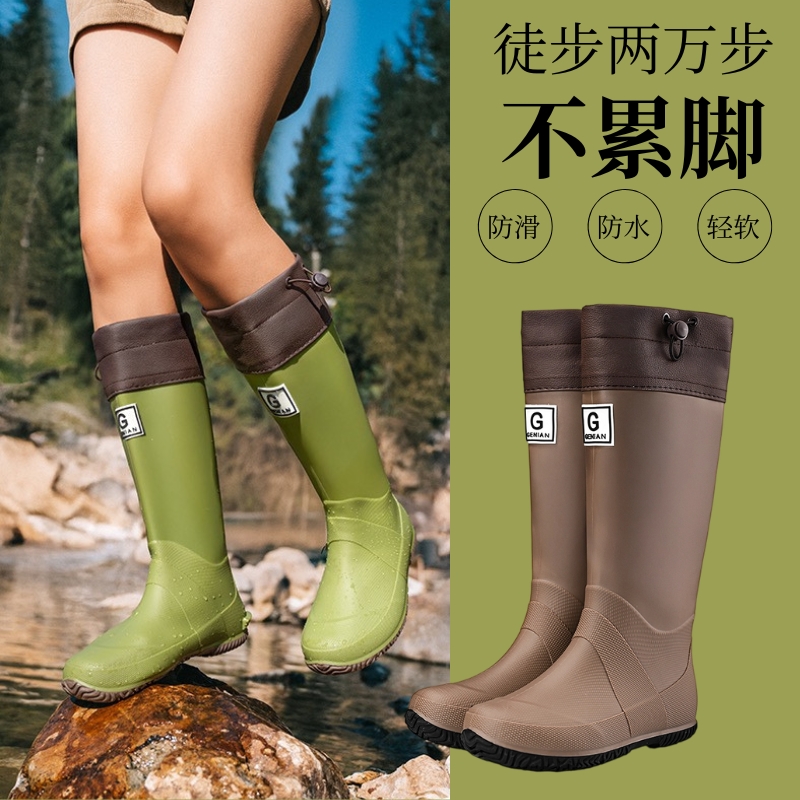 雨鞋亲子款2025新款可折叠时尚防水雨靴男女情侣登山徒步防滑水鞋