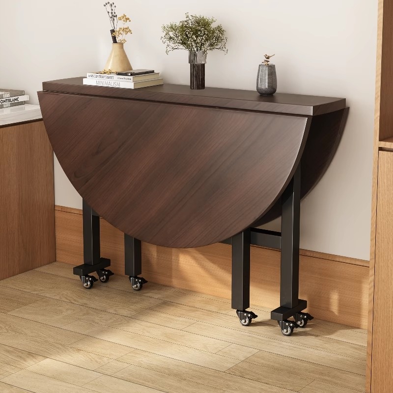 折叠桌简易圆形餐桌家用吃饭桌子客厅小户型农村折叠大圆桌转盘