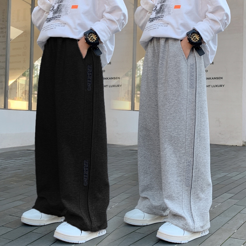 儿童运动卫裤子阔腿男童胖孩黑色中大童薄春秋新款夏季直筒潮防蚊