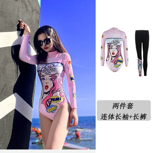 韩国防晒速干潜水服女分体长袖 浮潜水母衣情侣保暖游泳衣冲浪服12
