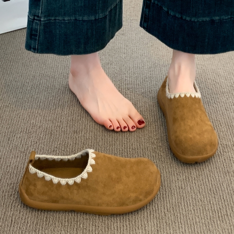 勃肯鞋女2025新款秋季百搭软底一脚蹬懒人豆豆鞋博肯单鞋棕色平底