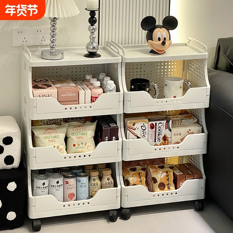 零食置物架小推车收纳架子多层客厅宿舍收纳整理架带轮移动储物架
