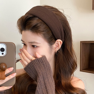秋冬咖色宽边发箍女2025新款高颅顶头箍高级感洋气时尚发卡子头饰