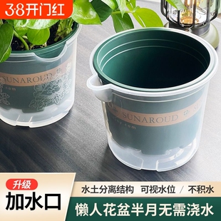 绿萝花盆懒人自动吸水双层塑料盆栽室内阳台免浇水透明储水加仑盆